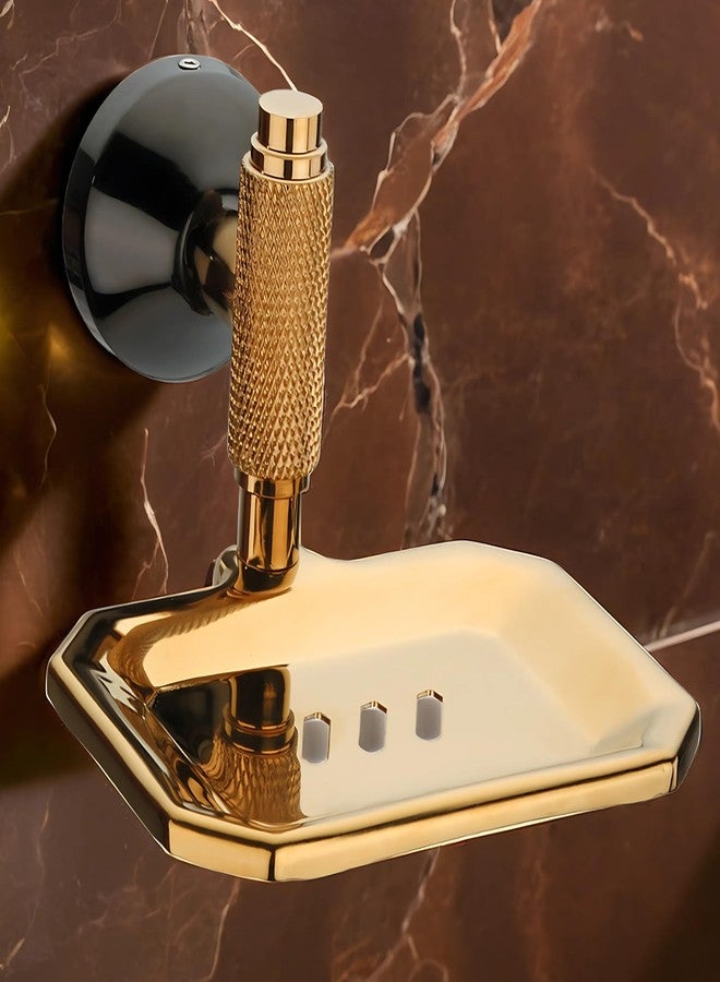 LUXIUR Wash Basin Soap Dish Holder for Bathroom and Kitchen Sink, 304 Stainless Steel Stand for Wall Mount Kitchen Accessories Items, Bathroom Accessories, PVD Gold, Single - Image 1